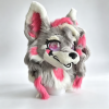 🐺 Grey Pink Kemono Wolf Fursuit Head Set, Handmade Anthro Furry Head + Paws + Tail, OC Commission