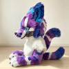 Purple‑Blue Spotted Fantasy Canine Kemono Fursuit Head with Tail, Premade Furry Partial