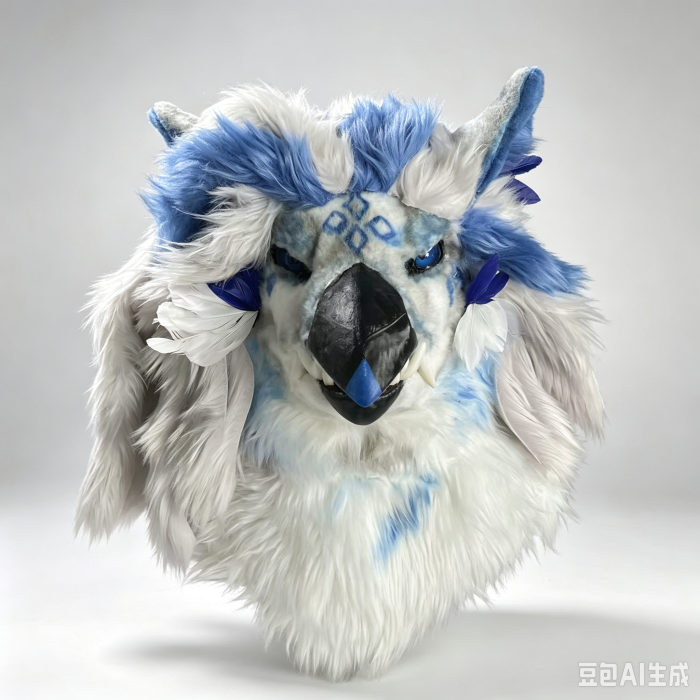 Blue‑White Griffin Fursuit Head Kemono Style Furry Cosplay