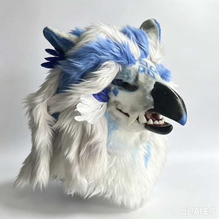 Blue‑White Griffin Fursuit Head Kemono Style Furry Cosplay