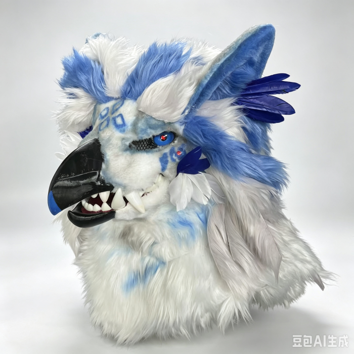 Blue‑White Griffin Fursuit Head Kemono Style Furry Cosplay