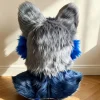 Grey‑Blue Kemono Wolf Fursuit Set, Fursuit Head + Plush Hand Paws Toony Furry Cosplay Gear