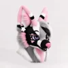 Grey‑Pink Toony Fursuit Head Set with Paws and Tail, Handmade Furry Cosplay Mask