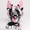 Grey‑Pink Toony Fursuit Head Set with Paws and Tail, Handmade Furry Cosplay Mask