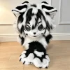 Black White Striped Kemono Fursuit Set With Lining｜Goth Emo Furry Tiger Head & Paws Therian Cosplay Gear