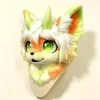 il_1588xN.8498195362_k26n Orange‑White Kemono Fox Fursuit Head, Green Horn Toony Furry Mask Cosplay Costume