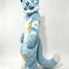 Sky‑Blue Cat Fox Kemono Full Fursuit, Plantigrade Complete Furry Cosplay Suit With Head,Paws,Tail,Foots