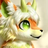 il_1588xN.8546077517_3nbf Orange‑White Kemono Fox Fursuit Head, Green Horn Toony Furry Mask Cosplay Costume
