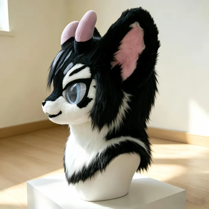 Black White Dragon Kemono Fursuit Head, Paws, Tail, Furry Cosplay Partial Set, Customizable Package