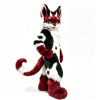 Custom Fursuit – Red Black White Horned Cat Full Body Fursuit