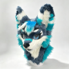 Grey Teal White Wolf Fursuit Head with Nose Ring