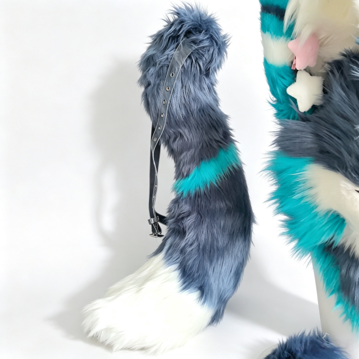 Toony Dark Teal Blue Partial Fursuit Set (Head,Paws,Tail)