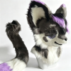 Kemono Grey‑Purple‑Black Fox Partial Fursuit (Head + Hand Paws)