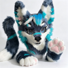 Toony Dark Teal Blue Partial Fursuit Set (Head,Paws,Tail)
