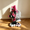 🖤 Pink & Black Kemono Partial Fursuit Set, Handmade Furry Head + Hand Paws, OC Commission Cosplay Mask