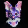 Purple Pink White Sparkledog Fursuit Head Furry Cosplay Mask