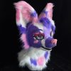 Purple Pink White Sparkledog Fursuit Head Furry Cosplay Mask