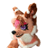 Peach‑Brown Fox Toony Fursuit Partial Set Head Paws Tail