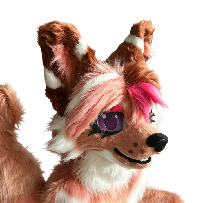 Peach‑Brown Fox Toony Fursuit Partial Set Head Paws Tail