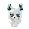 White Snow Fox Kemono Fursuit Head Black Markings Teal Inner Ears