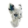 White Snow Fox Kemono Fursuit Head Black Markings Teal Inner Ears